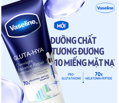 Dưỡng Thể Vaseline Gluta-Hya Serum Burst Lotion Overnight Radiance Repair 70x 300ml