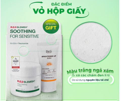 Bộ Chăm Sóc Da Dr.G R.E.D Blemish Clear Soothing Cream 70ml + Brightening Up Sun SPF50+PA+++ 20ml