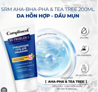 Sữa Rửa Mặt Compliment No Probblem AHA-BHA-PHA Cleansing Gel 200ml