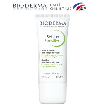 Bioderma Sebium Sensitive 30ml - Kem Dưỡng Da Dành Cho Da Mụn, Yếu, Và Nhạy Cảm