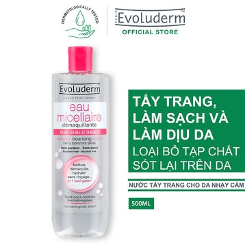 Set Nước Tẩy Trang Evoluderm Micellar Cleansing Water 500ml + Xịt Khoáng 150ml