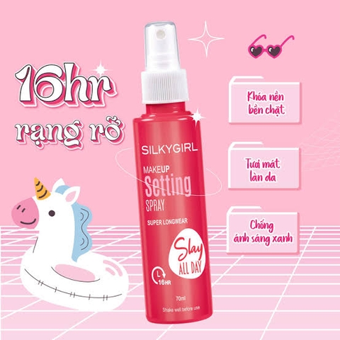Xịt Giữ Lớp Trang Điểm Lâu Trôi Silkygirl Slay All Day Makeup Setting Spray - SLAY 70ml