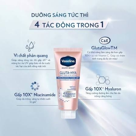 Dưỡng Thể Vaseline Healthy Bright Gluta-Hya Niacinamide Tone Up 300ml