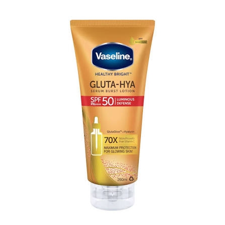 Dưỡng Thể Vaseline Healthy Bright Gluta-Hya Serum Burst Lotion SPF50 PA+++ Luminous Defense 260ml