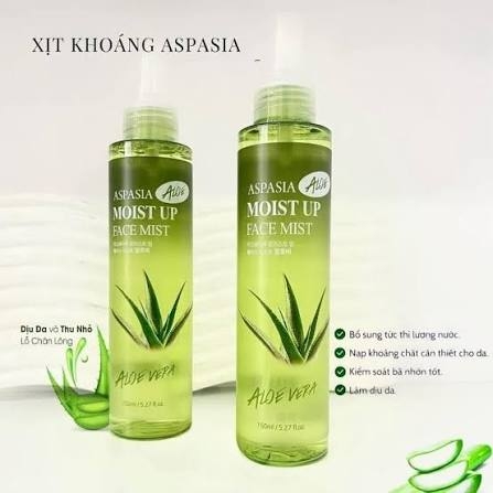 Xịt Khoáng Aspasia Moist Up Face Mist Aloe Vera 150ml