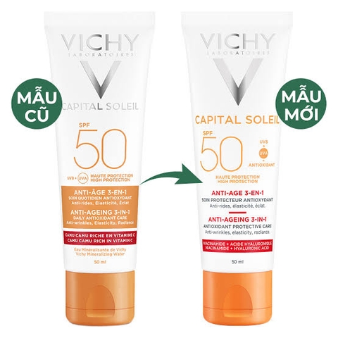 Kem Chống Nắng Vichy Capital Soleil Anti-Ageing 3-In-1 SPF50 UVA+UVB 50g