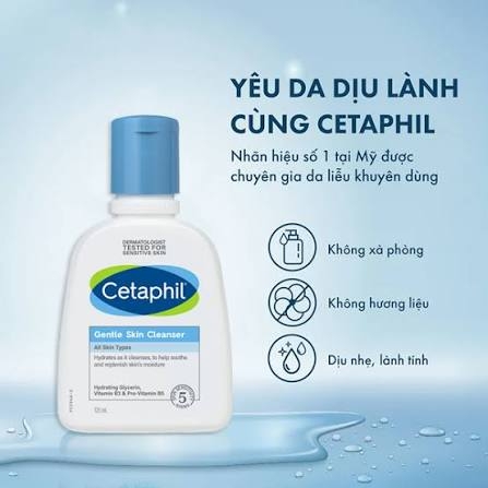 KM  Sữa Rửa Mặt Cetaphill Gentle Skin Cleanser Hydrating Glycerin Viatmin B3 & Pro-VitaminB5 - 125ml