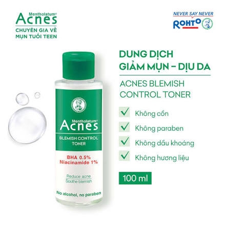 (Rohto) Dung Dịch Dịu Da Giảm Mụn Acnes Blemish Control Toner 100ml