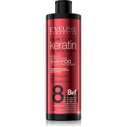 Dầu Gội Eveline Cosmetic Keratin Color & Repair Shampoo & Colour Protection 8IN1 400ml