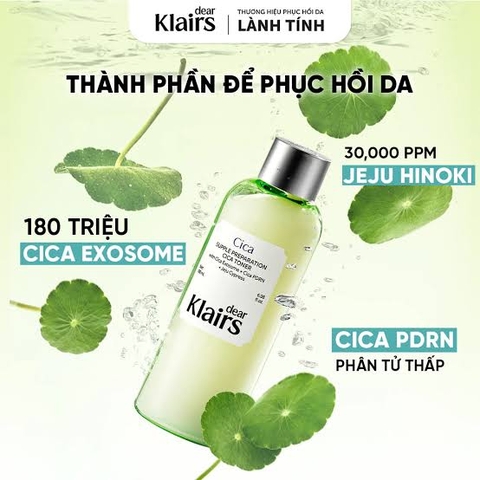 Nước Hoa Hồng Dear Klairs Cica Supple Preparation Cica Toner 180ml