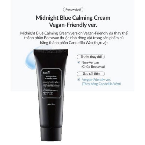 KM Kem Dưỡng Làm Dịu và Phục Hồi Da Ban Đêm Klairs Midnight Blue Calming Cream - 60ml