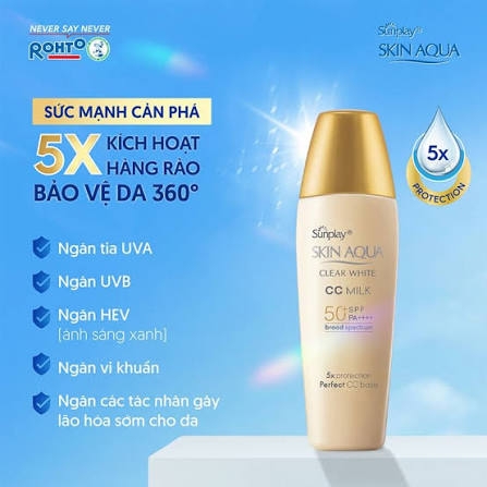 (Rohto) Sữa Chống Nắng Sunplay Skin Aqua Clear White CC Milk 25g