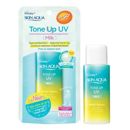 (Rohto) Sữa Chống Nắng Skin Aqua Tone Up UV Milk Mint Green  SPF50+PA++++ 50g