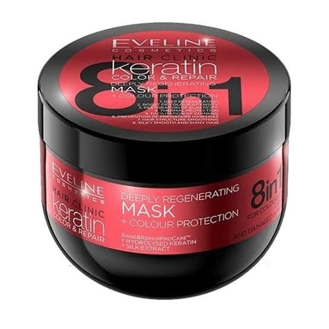 Kem Ủ Tóc Eveline Cosmetic Keratin Corlor & Repair Mask & Colour Protection 8In1 500ml