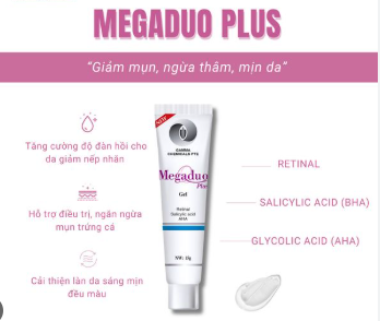 Gel Giảm Mụn Megaduo Plus Retinal Salicylic Acid & Glycolic Acid 15g