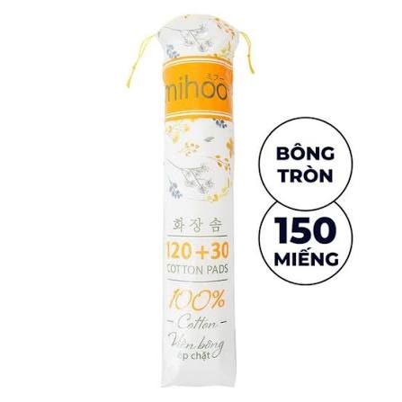 Mihoo Bông Tẩy Trang Bông Tròn Túi 150 Miếng