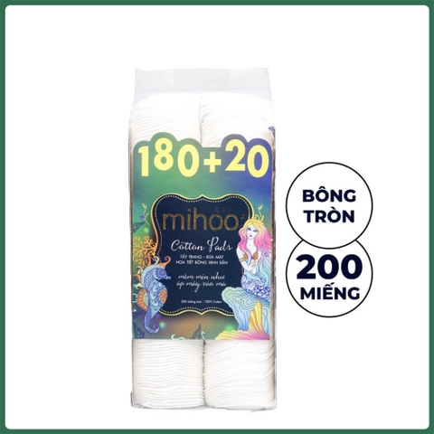 Bông Tẩy Trang Mihoo Cotton Pad 180+20