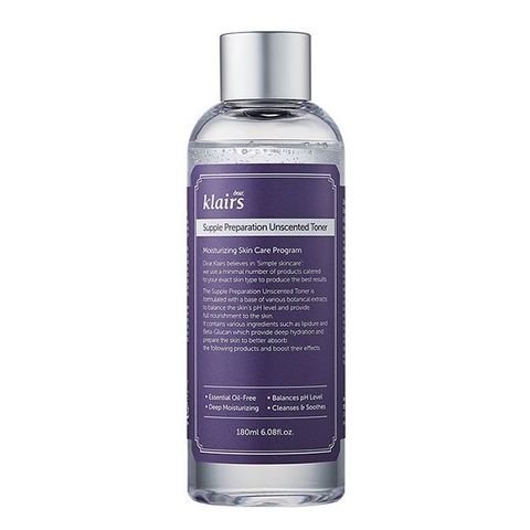 Nước Hoa Hồng Cho Da Nhạy Cảm Klairs Supple Preparation Unscented Toner - 180ml