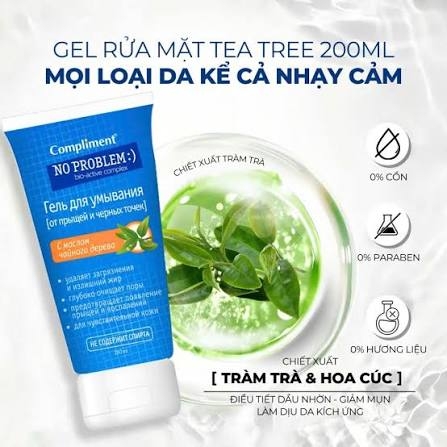 Sữa Rửa Mặt Compliment No Probblem Tea Tree 200ml