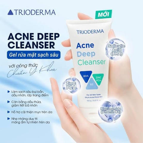 Sữa Rửa Mặt Trioderma Acne Deep Cleanser For All Skin Types 150g