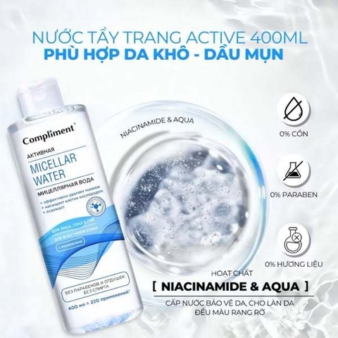 Nước Tẩy Trang Compliment Micellar Water Active 400ml