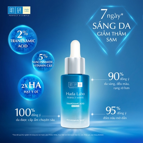 (Rohto) Serum Dưỡng Trắng Mờ Thâm Hada Labo Perfect White  Tranexamic Acid Serum 30ml