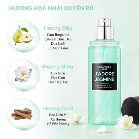 Xịt Thơm Toàn Thân Colorkey Rose Jadore Jasmine Shimmer Fragrance Mist 100ml