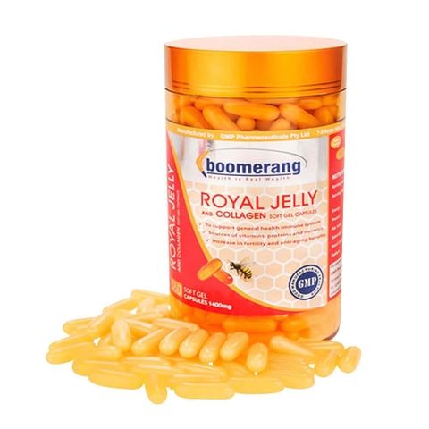 Viên Uống Boomerang Royal Jelly And Collagen Soft Gel Capsules 120 Viên
