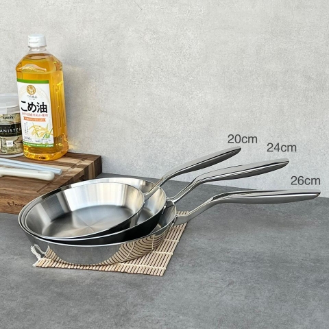 Chảo đúc inox 3 lớp đáy liền Kaiyo nông lòng ( không kèm vung)