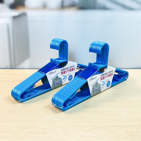 Set 10 Móc Phơi Quần Áo Towa Nhật Bản Màu Xanh