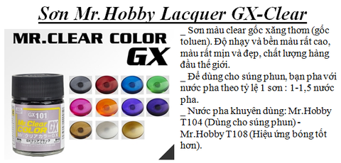 SƠN MÔ HÌNH GUNDAM MRHOBBY GX CLEAR