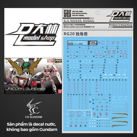 DECAL NƯỚC DALIN D.L MODEL RG UNICORN
