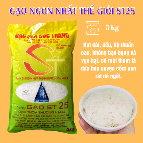 Gạo ngon nhất thế giới, Gạo ST25 Sóc Trăng túi 5kg