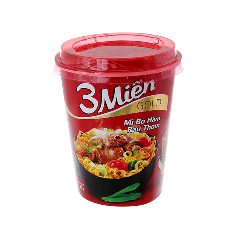 Mì Bò Hầm Rau Thơm 3 Miền Gold ly 65g