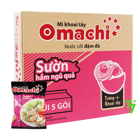 Thùng 30 gói Mì Khoai Tây Omachi Sườn Hầm Ngũ Quả 80g