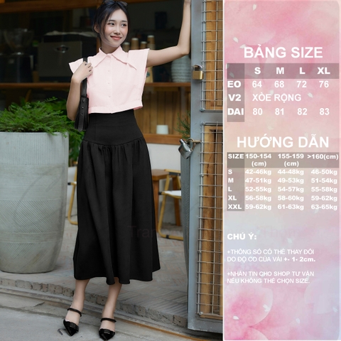 [Congai.vn ] Chân váy Xòe Cạp cao, Nhún bèo dáng dài CVNB-01 Vải tuyết mưa dày dặn 2024.