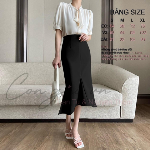 Chân váy đuôi cá dáng dài Congaivn CVDC-01 vải dày 1 lớp vải kate dày co giãn màu đen