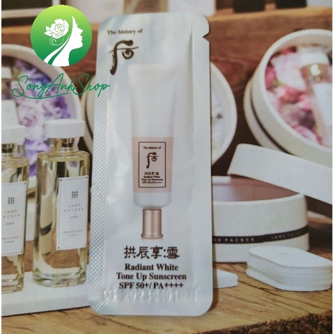 Gói kem chống nắng dưỡng da sáng hồng Whoo Radiant White Tone Up Sunscreen SPF50+/PA++++
