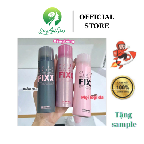 [Chính hãng] XỊT KHOÁ NỀN MAKEUP SO NATURAL ALL DAY TIGHT/WATER GLOW/REAL MATTE MAKE UP SETTING FIXX 75ml