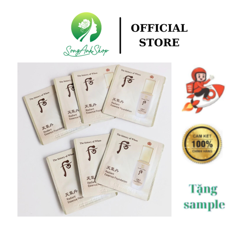[Chính hãng] 10 Gói Kem nền tái sinh Whoo Radiant Essence Foundation No 21 (1mlx10)
