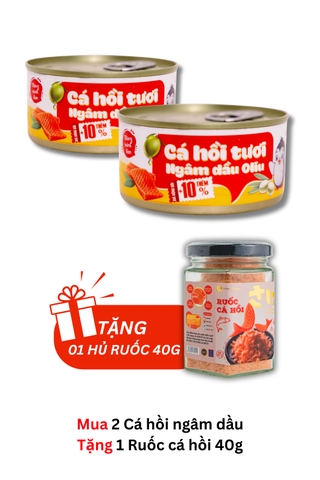 [MUA 2 TẶNG 1] 02 Cá Hồi Ngâm Dầu Oliu 165g - Tặng 1 Ruốc Cá Hồi 40g