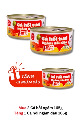 [MUA 2 TẶNG 1] 02 Cá Hồi Ngâm Dầu Oliu 165g - Tặng 1 Cá hồi Ngâm Dầu Oliu 165g