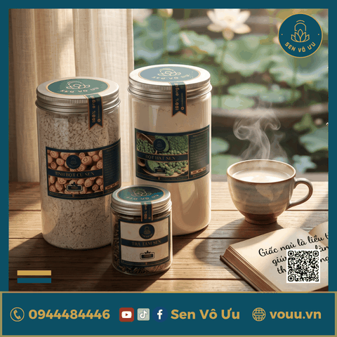 Combo ngủ ngon an lành: Tinh bột củ sen - Bột hạt sen - Trà tâm sen | Sen Vô Ưu