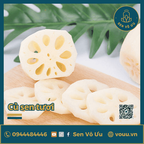 Củ sen tươi cắt lát | Sen Vô Ưu