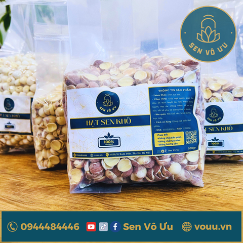 Hạt sen lứt đỏ - hạt vỡ 100g | Sen Vô Ưu