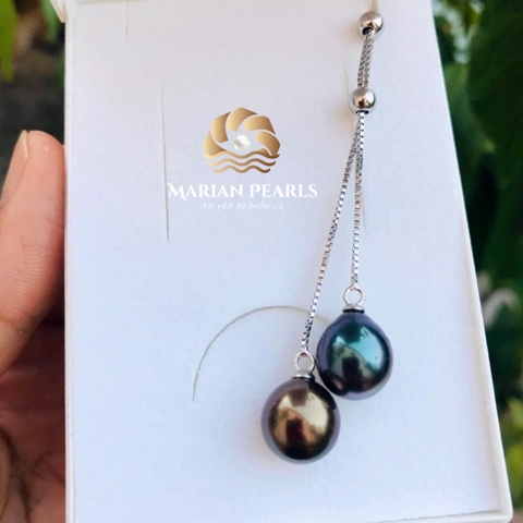 Mặt Dây Dạng Treo Bởi 2 Viên Ngọc Trai Tahiti Hình Giọt Nước