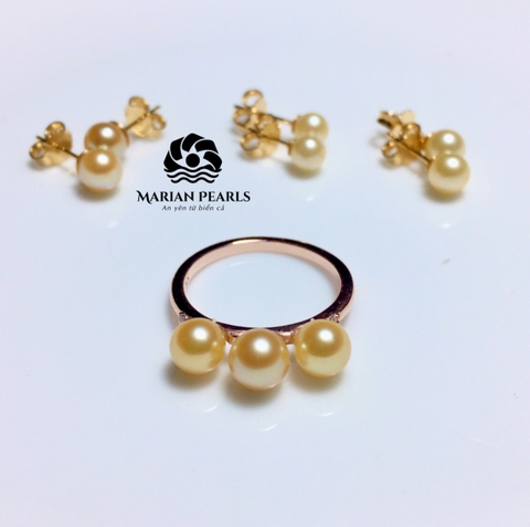 Nhẫn Ngọc Trai Akoya 3 Viên