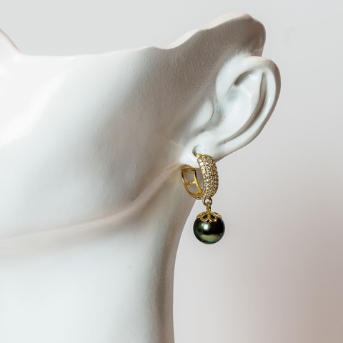 Bông Tai Ngọc Trai Tahiti Dòng Chảy Đại Dương