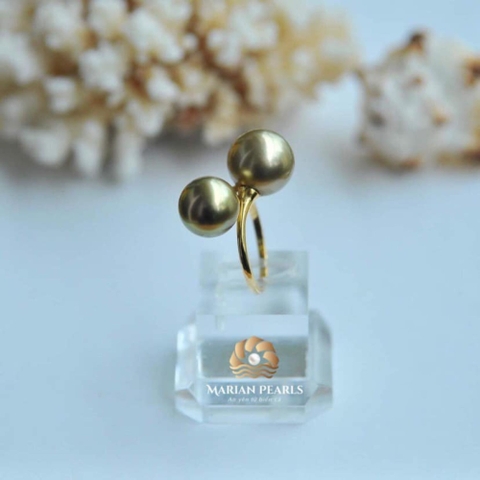 Nhẫn Ngọc Trai Toi et Moi Ngọc Tahiti Hiếm Pitaschio