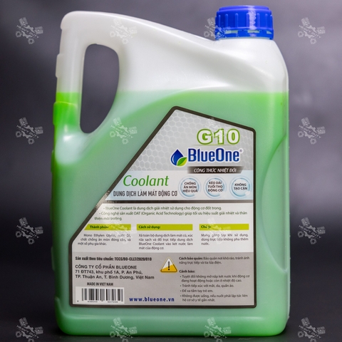 Dung Dịch Nước Làm Mát Công Nghệ Hữu Cơ BlueOne G10 - Blue One G10 OAT Coolant MADE IN VN 5L